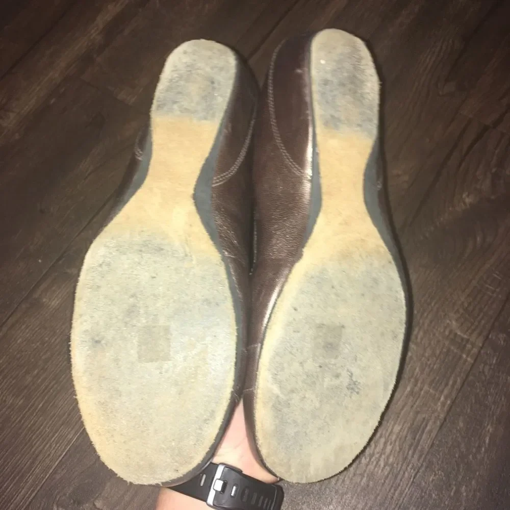 Clarks Artisan copper shimmery ortho slip on flats